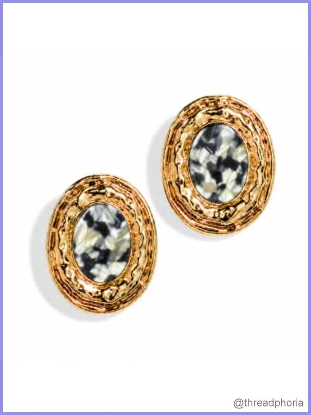 Statement Stud Earrings Gold Tone Acetate Chunky Textured Women Jewelry